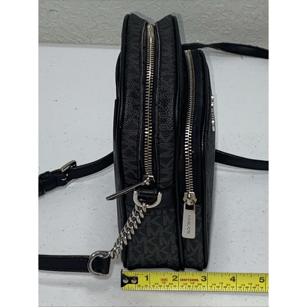 Michael Kors Crossbody Black Gray Purse Logo Bag Satchel Small Silver Accents - Picture 12 of 12
